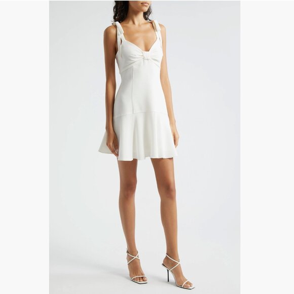 CINQ A SEPT | NWT Tally Tie Shoulder Mini Dress in Ivory, Size 10 - Picture 4 of 9